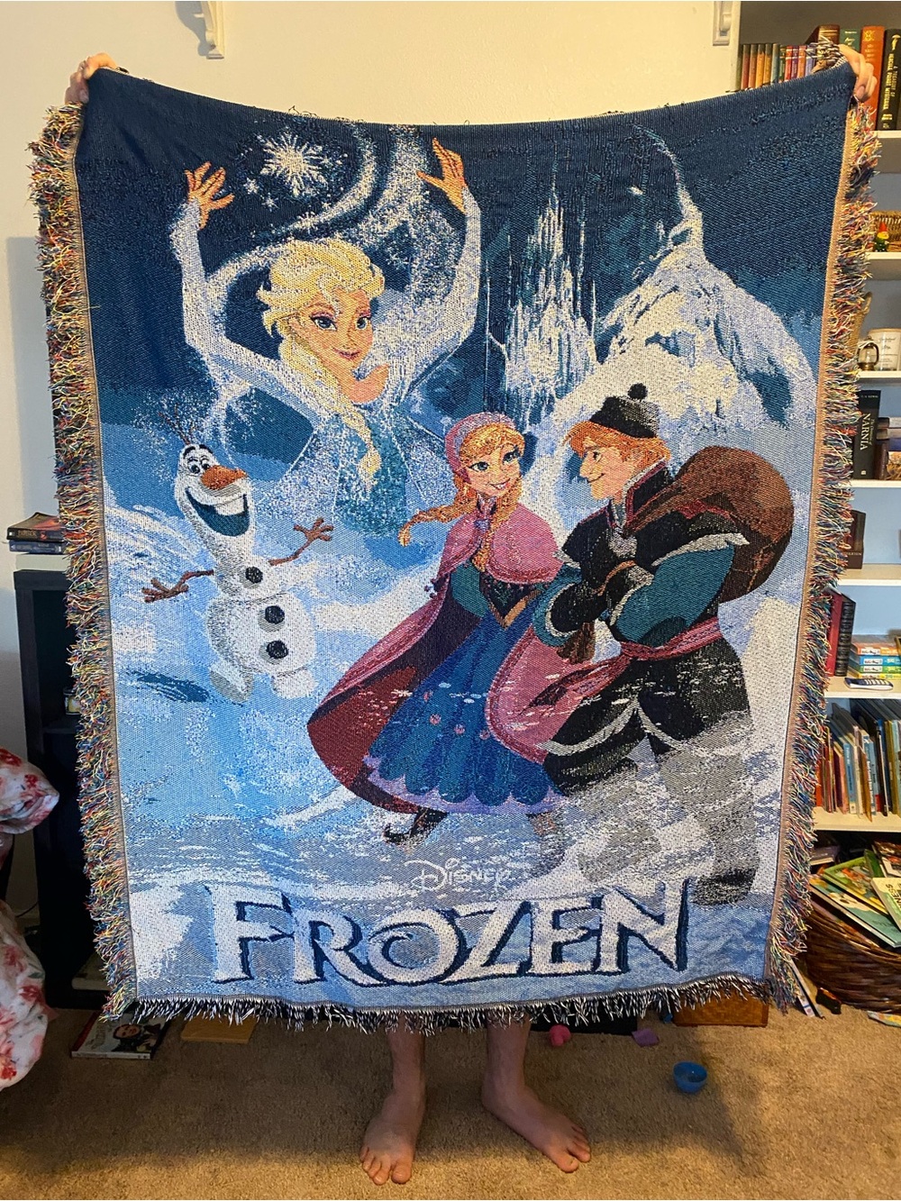 Disney Frozen Tapestry Throw Blanket - Blue, White, Pink, Brown